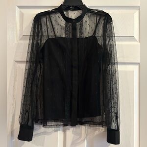 Express Button Up Sheer Top with Interior Tank- Size Medium